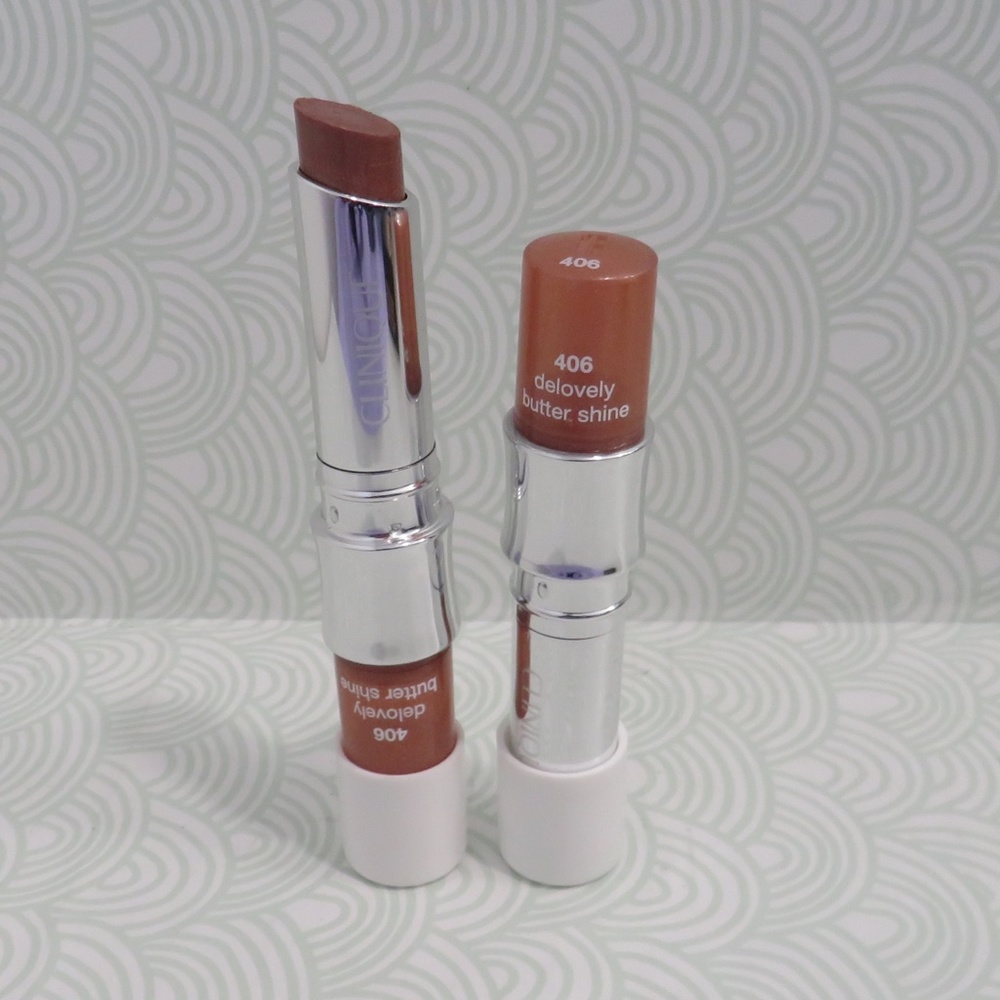 CLINIQUE💥 BUTTER SHINE LIPSTICK #406 DELOVELY  WHITE CAP - LOT OF 2💥